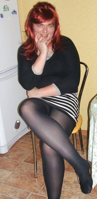 relaxing in my tights and skirt
