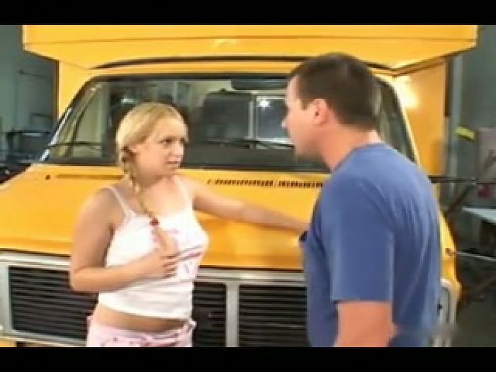 Slutty schoolgirl fucked near the school bus