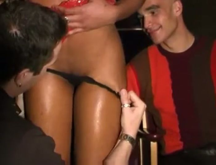 Hot latina shared between two guys