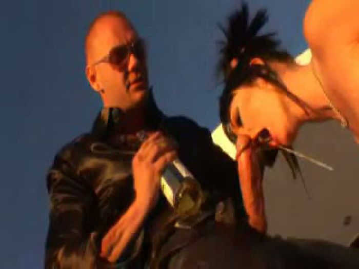 Busty bitch fucked outdoor