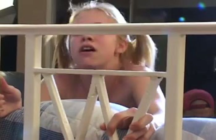 Young blonde punished by black guy